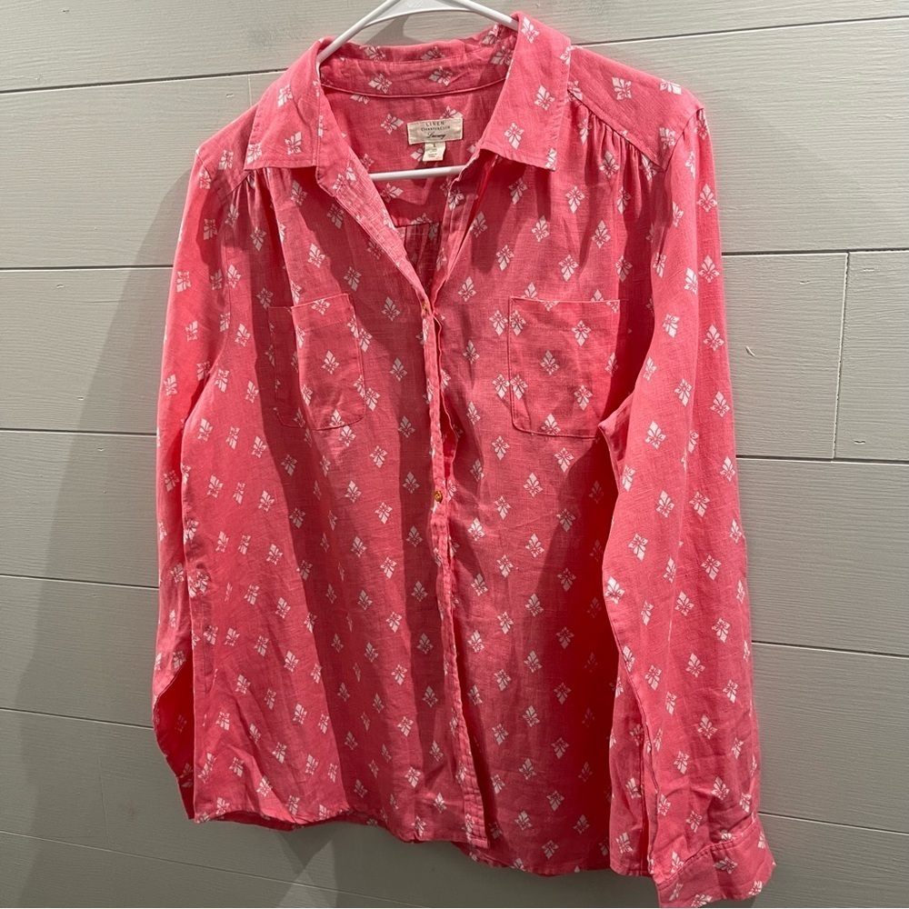 Charters Club Luxury Linen Button Top Size Large - Picture 4 of 7